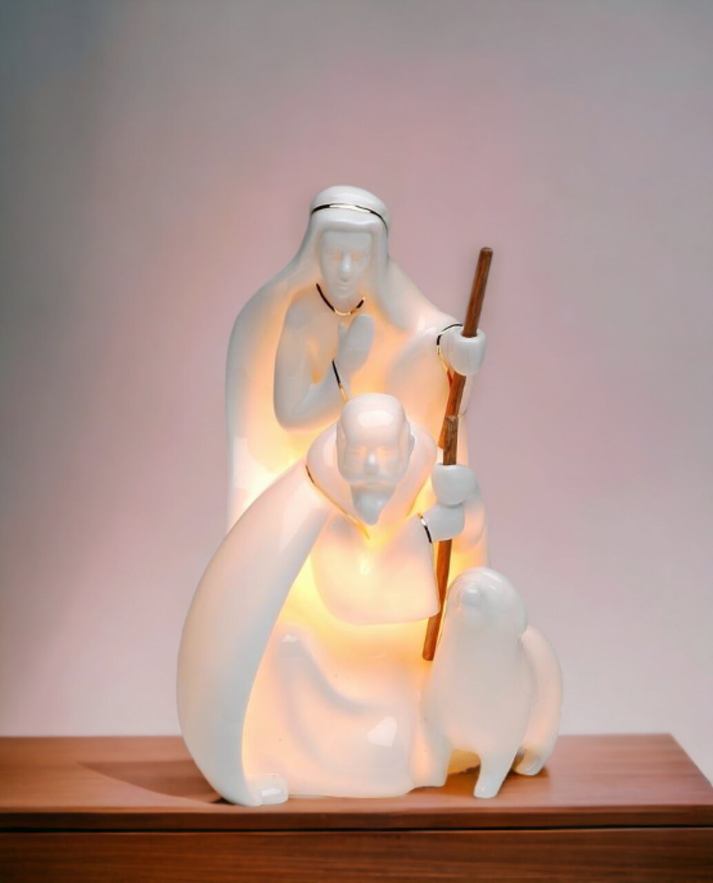 Ceramic Shepherds Night Light, Home Décor, Religious Décor, Religious Gift, Church Décor, Baptism Gift